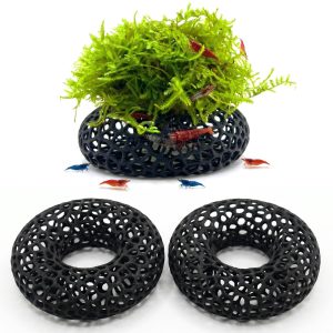 Shrimp Cave For Moss & Plants, 2-Pack Aquarium Hide For Neocaridina, Cherry &  Shrimp, Aquascape Decor For Ferns & Anubias, Black